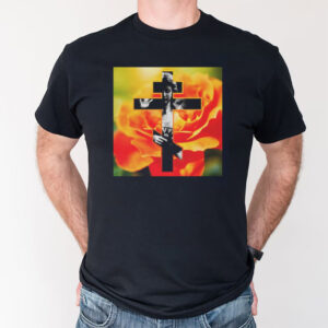 Cemetery Angel Orange Bloom Cross Orthodox Christian T-Shirt