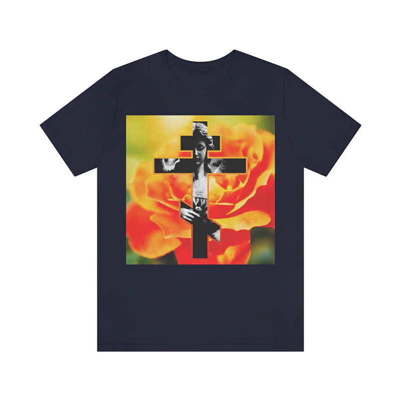Cemetery Angel Orange Bloom Cross Orthodox Christian T-Shirt Cemetery Angel Orange Bloom Cross Orthodox Christian T-Shirt