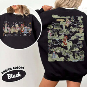 Winnie The Pooh Christmas Hundred Acre Wood Map Two Sided Shirt