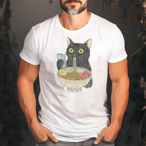 Cat Eating Ramen Funny Cat Meme T-shirt