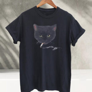Black Cat Smoking, Thinking Cat Meme Tee 3