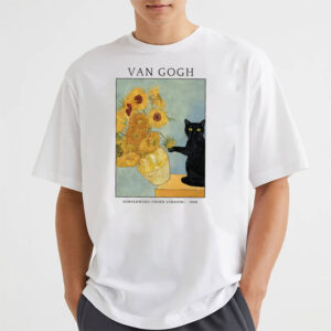 Van Gogh Cat Meme Funny Black Cat Shirt