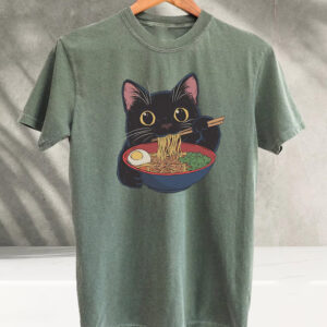 Japanese Ramen Cat, Begging Cat Comfort Colors Shirt 3