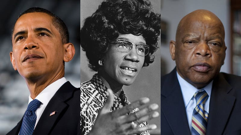 Barack Obama, Shirley Chisholm.