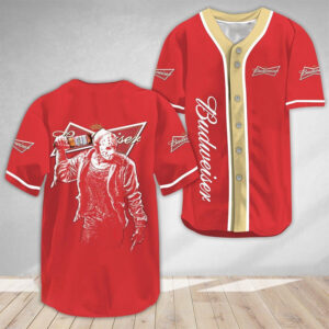 Budweiser Beer Jason Voorhees Friday The 13th Baseball Jersey