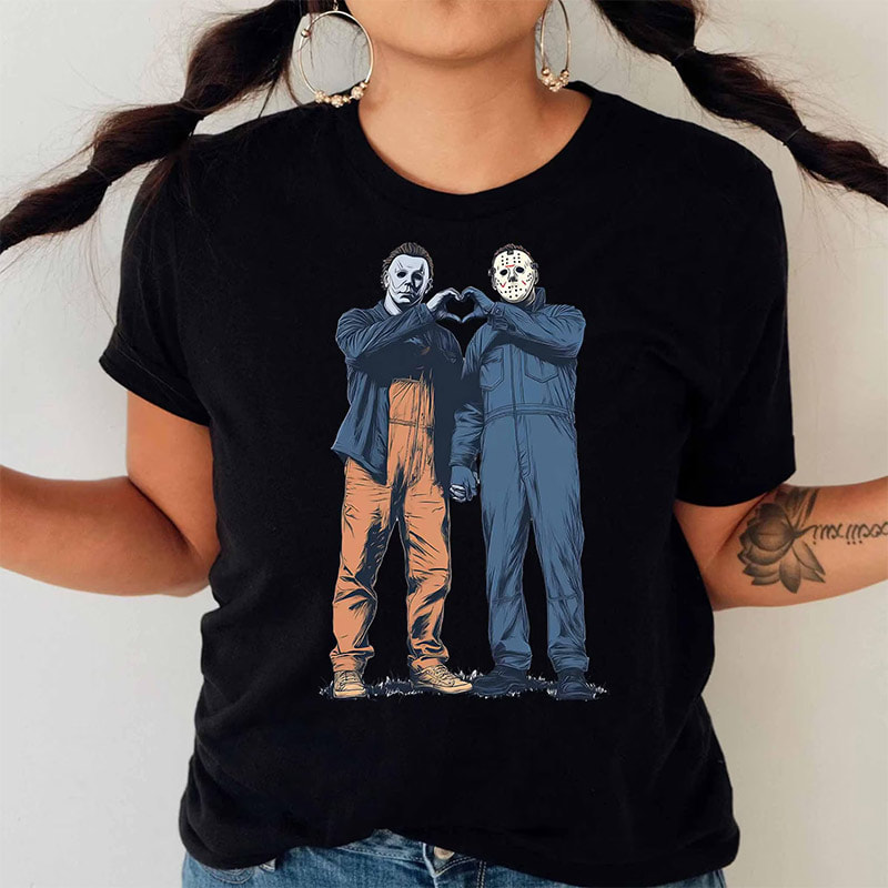 Michael Myers And Jason Voorhees Horror Movie Tee Michael Myers And Jason Voorhees Horror Movie Tee