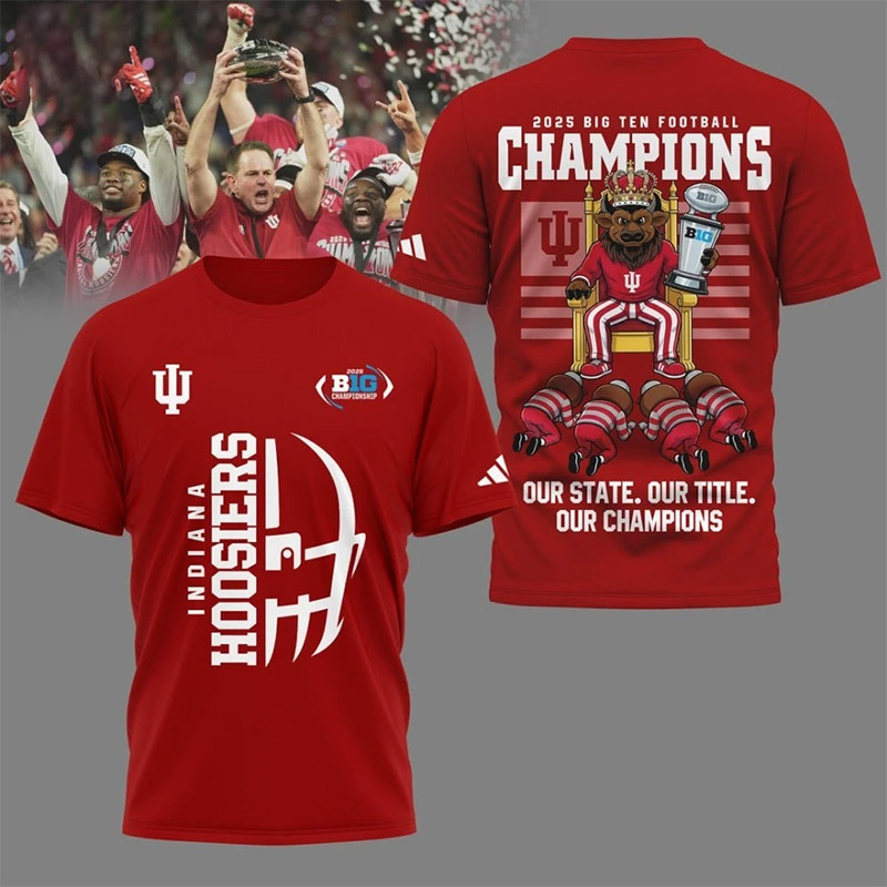 Big Ten Football Champions, Indiana Hoosiers NCAA 2-sided Shirt Big Ten Football Champions, Indiana Hoosiers NCAA 2-sided Shirt