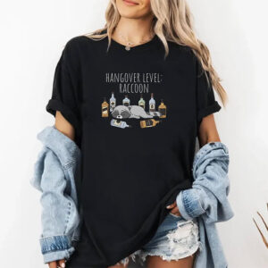 Drunk Raccoon Hangover Level Funny Raccoon Meme Shirt