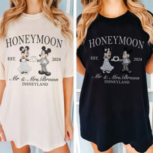 Personalized Disney Honeymoon Mickey Groom and Minnie Bride Shirt