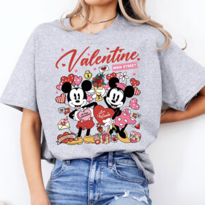 Mickey Minnie Love Hearts Disney Valentine Comfort Colors Tee