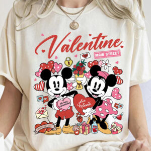 Mickey Minnie Love Hearts Disney Valentine Comfort Colors Tee Mickey Minnie Love Hearts Disney Valentine Comfort Colors Tee
