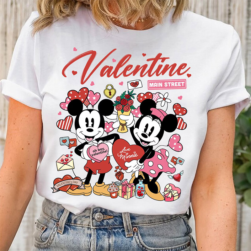Mickey Minnie Love Hearts Disney Valentine Comfort Colors Tee Mickey Minnie Love Hearts Disney Valentine Comfort Colors Tee