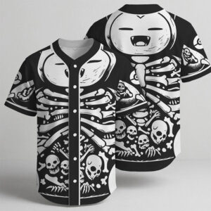 Funny Snorlax Skeleton Baseball Jersey PersonalizedShirts.net