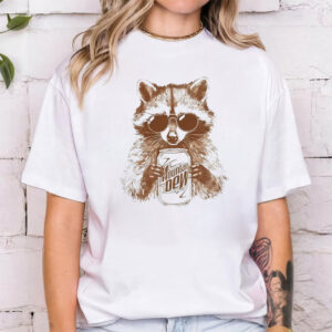 Raccoon Drinking Mountain Dew Soda Tee