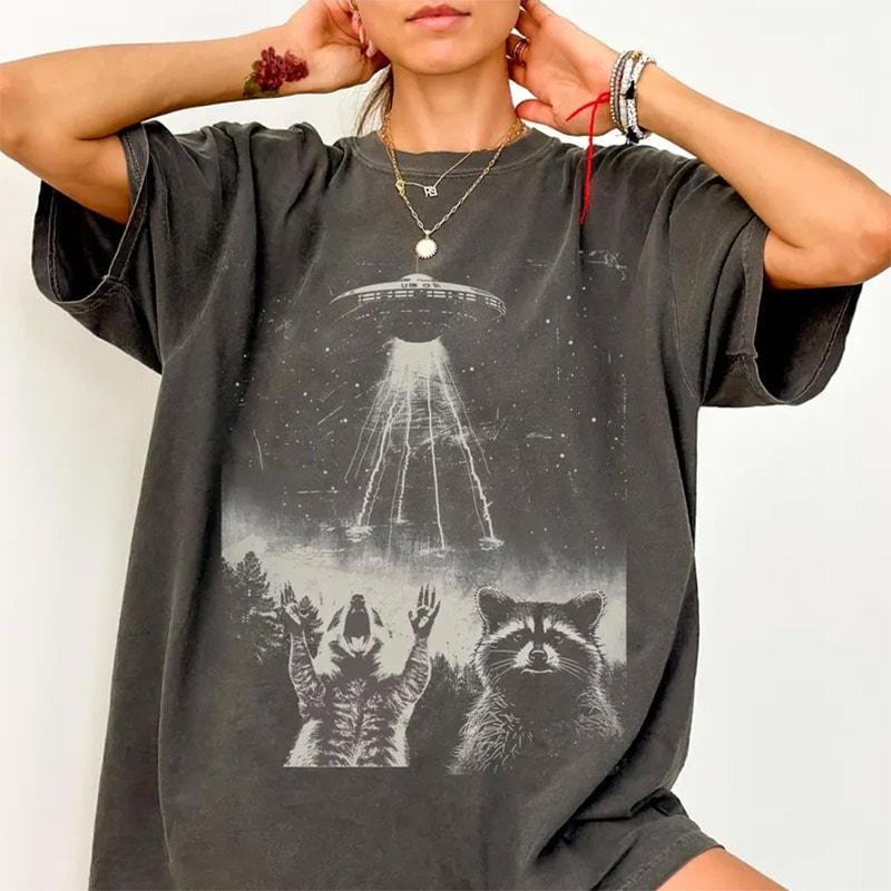 Raccoon Vs UFO Vintage 90s Comfort Colors Shirt