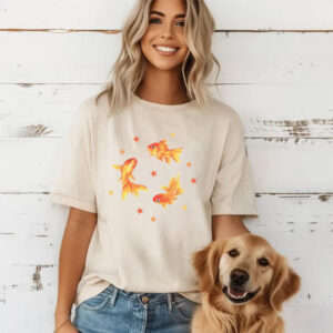 Three Goldfish And Star Comfort Colors Shirt 3 PersonalizedShirts.net