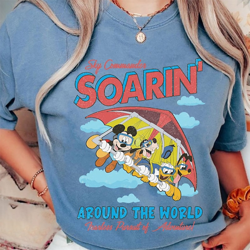 Vintage Disney Mickey Soarin Around The World Comfort Colors Shirt