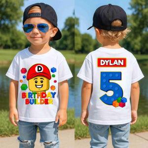 Custom Birthday Building Blocks 2-sided Shirt