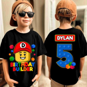 Custom Birthday Building Blocks 2-sided Shirt