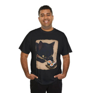 Black Cat Eating Sushi Shirt