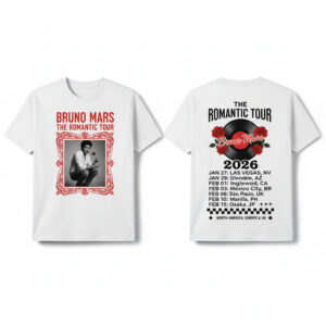Bruno Mars Concert The Romantic Tour 2026 2-sided Shirt