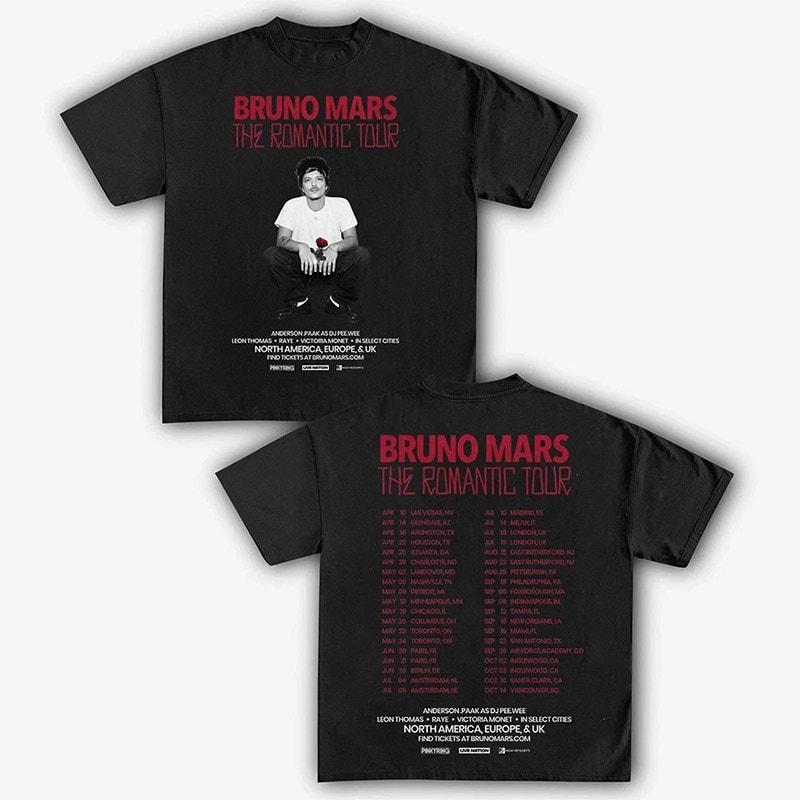 Bruno Mars Concert The Romantic Tour 2026 2-sided Shirt Bruno Mars Concert The Romantic Tour 2026 2-sided Shirt