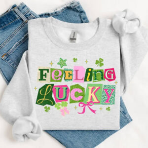 Feeling Lucky St Patricks Day Coquette Clover Tee 2 PersonalizedShirts.net