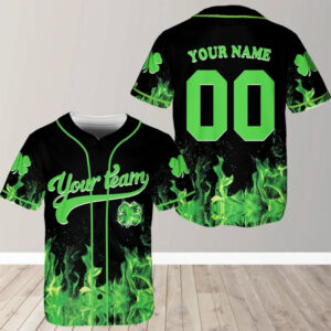 Personalized St. Patrick’s Day Shamrock Green Baseball Jersey