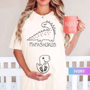 Mamasaurus Maternity, Pregnancy Dinosaur Comfort Colors Shirt