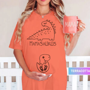 Mamasaurus Maternity, Pregnancy Dinosaur Comfort Colors Shirt