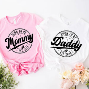 Custom Year Soon to be Mommy And Daddy Preganancy reveal Tee 2