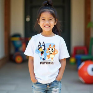 Custom Name Bluey And Bingo Cartoon Characters T-shirt