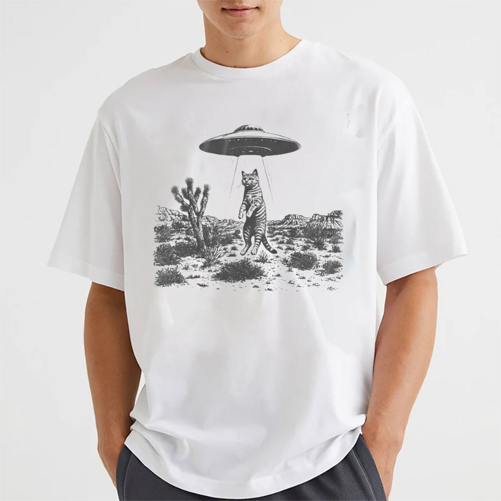 UFO Cat Alien Space Ship Shirt Mockup