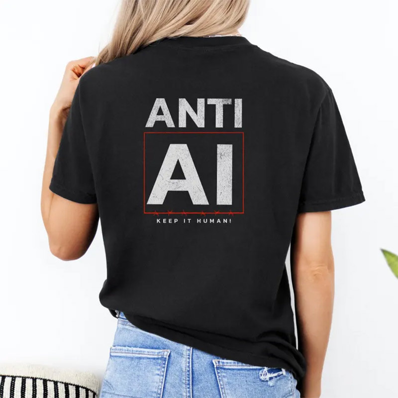 Anti-AI Protest, Ban AI 2-sided T-shirt Anti-AI Protest, Ban AI 2-sided T-shirt