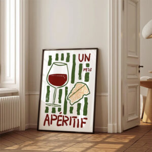 Cute Wine Glass, Wine And Cheese Poster