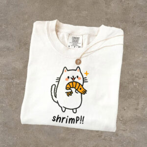 Doodle Cat Shrimp Weirdcore Meme Comfort Colors Tee