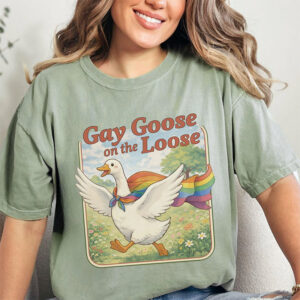 Gay Goose On The Loose, LGBTQ Rainbow Comfort Colors Tee