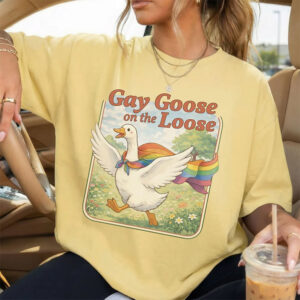Gay Goose On The Loose, LGBTQ Rainbow Comfort Colors Tee