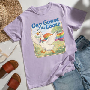 Gay Goose On The Loose, LGBTQ Rainbow Comfort Colors Tee PersonalizedShirts.net