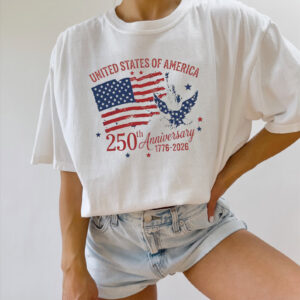 America 250th Anniversary Patriotic Eagle Tee PersonalizedShirts.net