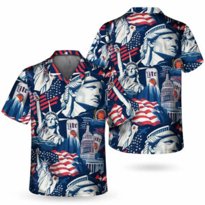 Statue Of Liberty American Flag Hawaiian Shirt PersonalizedShirts.net