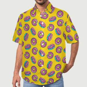 Cartoon Sprinkle Donuts Yellow Hawaiian Shirt