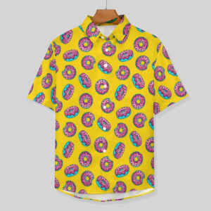 Cartoon Sprinkle Donuts Yellow Hawaiian T shirt 3 PersonalizedShirts.net