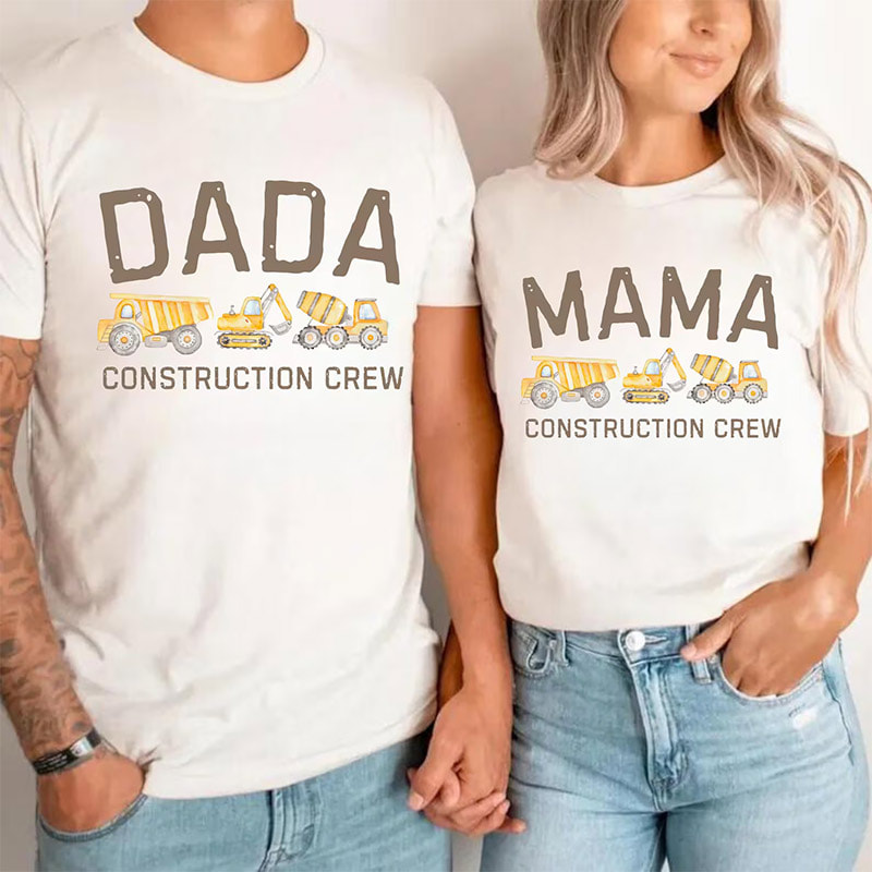 Construction Crew Custom Dada And Mama Shirt Mockup