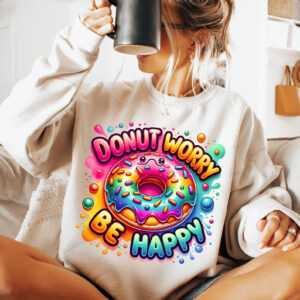 Donut Worry Be Happy Colorful Donut T shirt 3 PersonalizedShirts.net
