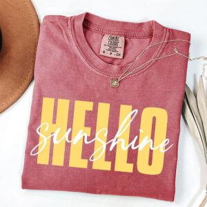 Hello Sunshine Hello Summer Beachy Comfort Colors Tee PersonalizedShirts.net