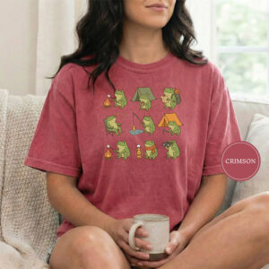 Cute Frog Camping Funny Outdoor Adventure Comfort Colors Tee