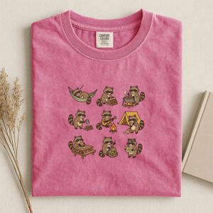 Cute Raccoon Camping, Outdoor Camping Comfort Colors Shirt