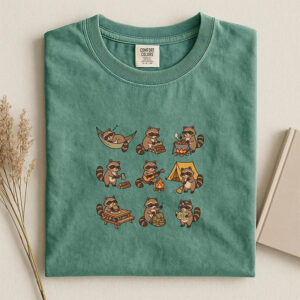 Cute Raccoon Camping, Outdoor Camping Comfort Colors Shirt