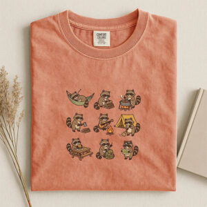 Cute Raccoon Camping, Outdoor Camping Comfort Colors Shirt PersonalizedShirts.net